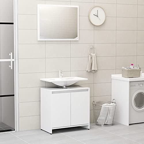 Badmöbel-Set, Badezimmermöbel Waschtisch Badmöbelset,Waschbeckenunterschrank, Unterschrank ohne Waschbecken, Weiß Spanplatte von ZQQLVOO