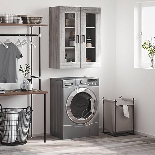 Eleganter Wandschrank aus Holzwerkstoff mit Glastüren, viel Stauraum für Wohnzimmer und Schlafzimmer, Hängeschrank oder Highboard für praktische Aufbewahrung von ZQQLVOO