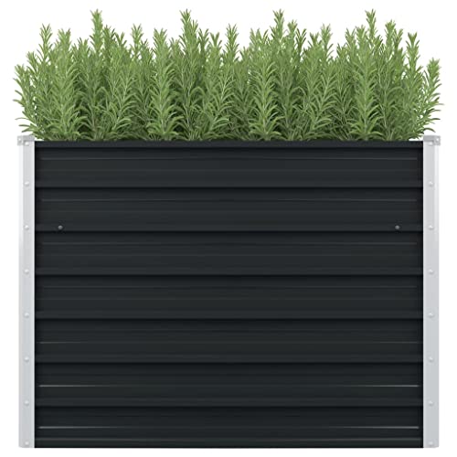 Hochbeet Anthrazit pflanzenkübel pflanzkübel for Terrasse Terrasse 100 x 100 x 77 cm Verzinkter Stahl von ZQQLVOO