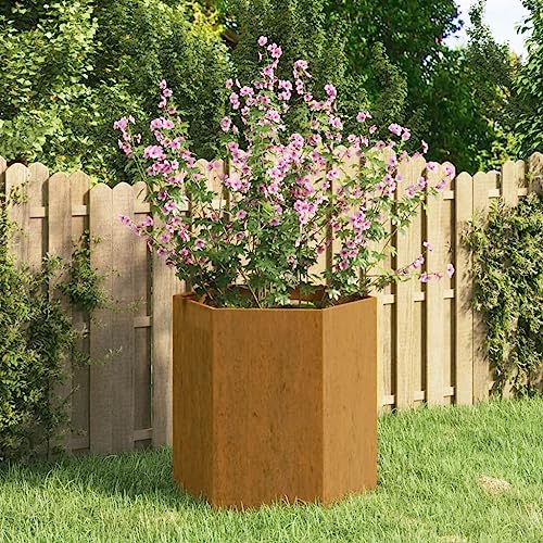 Hochbeet Pflanzkübel groß außen Balkon Pflanzkasten Pflanzkübel Rostig 40x40x45 cm Cortenstahl Geeignet für Gartenbalkone im Freien von ZQQLVOO