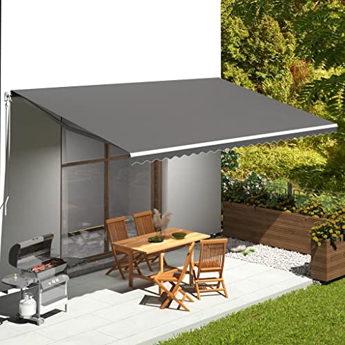 Markisenstoff Anthrazit 6x3,5m UV-Schutz, wasserdicht, Sonnenschutz, geeignet für Garten, Veranda, Pergola, Rasen, Balkon, Terrasse, Markise von ZQQLVOO