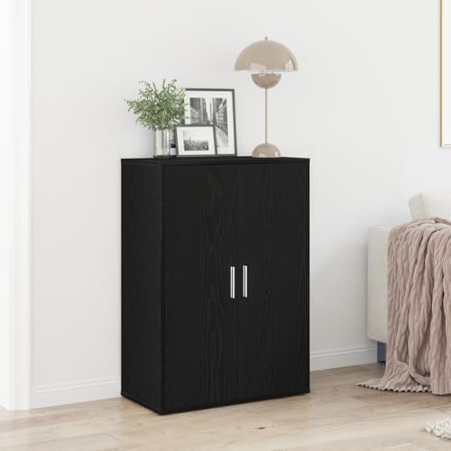 Modernes Sideboard Schwarz Eiche mit mattem Finish – Stilvolles Möbelstück mit 2 Fächern und 2 Regalen für Esszimmer oder Wohnbereich, Vielseitige Aufbewahrung und Elegantes Modernes Sideboard Schwarz Eiche mit mattem Finish – Stilvolles Möbelstück mit 2 Fächern und 2 Regalen für Esszimmer oder Wohnbereich, Vielseitige Aufbewahrung und Elegantes von ZQQLVOO