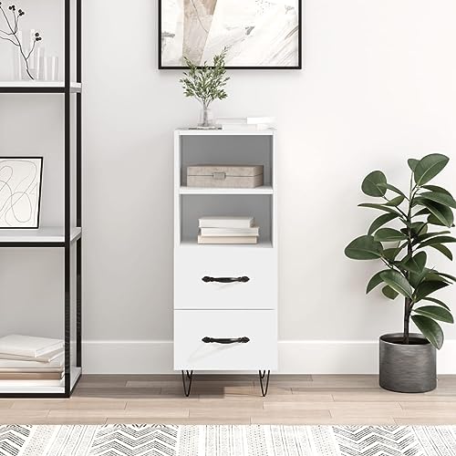 Modernes Sideboard mit Metallbeinen und Holzwerkstoff - Zeitloses Design Sideboard mit 2 Schubladen und 2 Fächern für optimalen Stauraum - Stabiles Möbelstück mit von ZQQLVOO