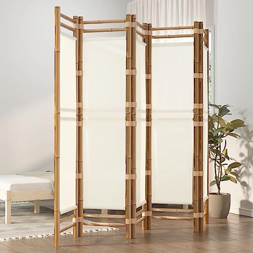 Room Divider Balkon sichtschutz 5-TLG. Paravent Faltbar 200 cm Bambus und Canvas von ZQQLVOO