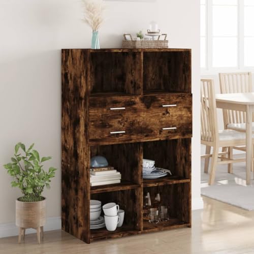 Stilvolles Highboard aus Holzwerkstoff mit Griffen, Stauraum Fächer Schubladen für Wohnzimmer Schlafzimmer Flur Garage, Elegantes Sideboard mit Feuchtigkeitsbeständigkeit und Stilvolles Highboard aus Holzwerkstoff mit Griffen, Stauraum Fächer Schubladen für Wohnzimmer Schlafzimmer Flur Garage, Elegantes Sideboard mit Feuchtigkeitsbeständigkeit und von ZQQLVOO