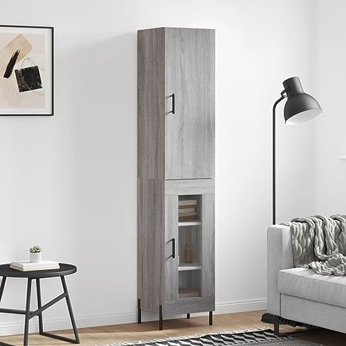 Stilvolles Highboard aus Holzwerkstoff mit Metallfüßen und viel Stauraum für Wohnzimmer, Elegante Sideboard mit praktischen Türen zur Aufbewahrung Stilvolles Highboard aus Holzwerkstoff mit Metallfüßen und viel Stauraum für Wohnzimmer, Elegante Sideboard mit praktischen Türen zur Aufbewahrung von ZQQLVOO