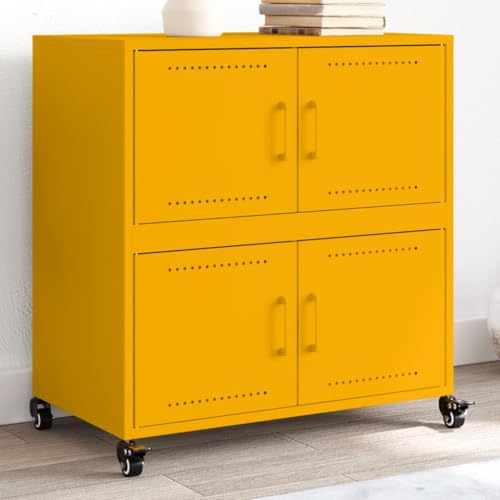 Stilvolles Sideboard aus kaltgewalztem Stahlblech mit 4 Rollen, eleganter Stauraum für Bürobedarf und Dokumente, langlebig und pflegeleicht von ZQQLVOO