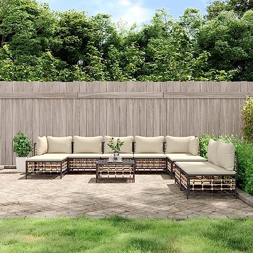 ZQQLVOO 10-TLG. Garten-Lounge-Set mit Kissen Anthrazit Poly Rattan 使用逗号” for 办公室 ZQQLVOO 10-TLG. Garten-Lounge-Set mit Kissen Anthrazit Poly Rattan 使用逗号” for 办公室 von ZQQLVOO