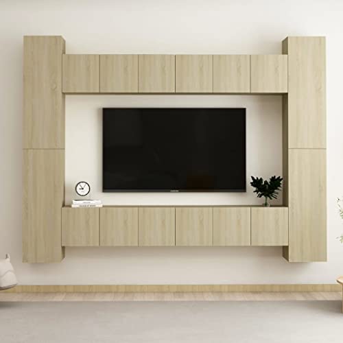 ZQQLVOO 10-TLG. TV-Schrank-Set Sonoma-Eiche Holzwerkstoff Fernseher Schrank HiFi Rack tv Cabinet tv Regal von ZQQLVOO