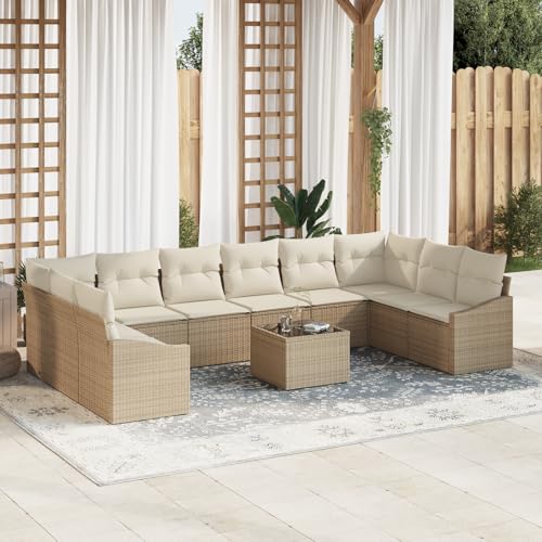ZQQLVOO 11-TLG. Garten-Essgruppe mit Kissen Braun Poly Rattan “区分 for 办公室 von ZQQLVOO