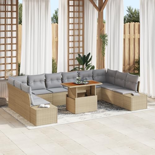 ZQQLVOO 11-TLG. Garten-Sofagarnitur mit Kissen Beige Poly Rattan 使用逗号” for 室外 ZQQLVOO 11-TLG. Garten-Sofagarnitur mit Kissen Beige Poly Rattan 使用逗号” for 室外 von ZQQLVOO