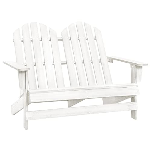 ZQQLVOO 2-Sitzer Adirondack-Gartenbank Massivholz Tanne Weiß Balkonstühle Gartenmöbelstühle for Garden Patio von ZQQLVOO