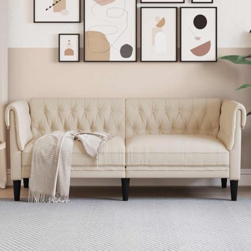 ZQQLVOO 2-Sitzer Chesterfield Sofa aus atmungsaktivem Leinen, mit gepolsterter Sitzfläche und klassischem Design für stilvolle Wohnräume, bequem für Entspannung und Fernsehen ZQQLVOO 2-Sitzer Chesterfield Sofa aus atmungsaktivem Leinen, mit gepolsterter Sitzfläche und klassischem Design für stilvolle Wohnräume, bequem für Entspannung und Fernsehen von ZQQLVOO