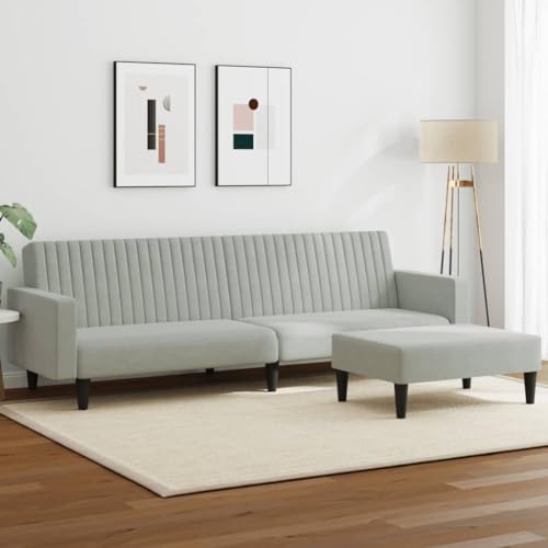 ZQQLVOO 2-TLG. Sofagarnitur Hellgrau Samt Sofa Bett mit Hocker, Samtbezug, 2-in-1-Funktion, platzsparend und bequem. ZQQLVOO 2-TLG. Sofagarnitur Hellgrau Samt Sofa Bett mit Hocker, Samtbezug, 2-in-1-Funktion, platzsparend und bequem. von ZQQLVOO