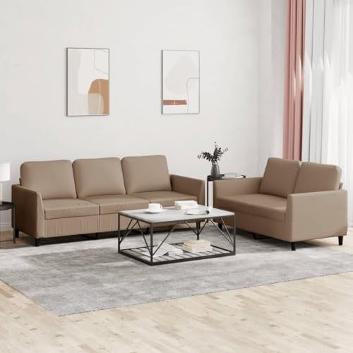 ZQQLVOO 2-TLG. Sofagarnitur mit Kissen Cappuccino-Braun Kunstleder Langlebiges Kunstleder Sofa Set mit Hocker, Bequemes Wohnzimmer Möbel ZQQLVOO 2-TLG. Sofagarnitur mit Kissen Cappuccino-Braun Kunstleder Langlebiges Kunstleder Sofa Set mit Hocker, Bequemes Wohnzimmer Möbel von ZQQLVOO