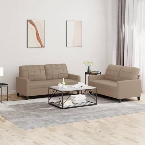 ZQQLVOO 2-TLG. Sofagarnitur mit Kissen Cappuccino-Braun Kunstleder Langlebiges Kunstleder Sofa Set mit Polsterung und Luxus Look für Wohnzimmer ZQQLVOO 2-TLG. Sofagarnitur mit Kissen Cappuccino-Braun Kunstleder Langlebiges Kunstleder Sofa Set mit Polsterung und Luxus Look für Wohnzimmer von ZQQLVOO