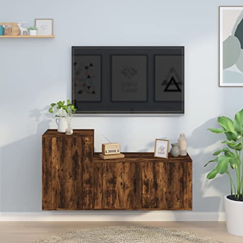 ZQQLVOO 2-TLG. TV-Schrank-Set Räuchereiche Holzwerkstoff tv kommode hängeschrank tv Cabinet Fernsehschrank ZQQLVOO 2-TLG. TV-Schrank-Set Räuchereiche Holzwerkstoff tv kommode hängeschrank tv Cabinet Fernsehschrank von ZQQLVOO