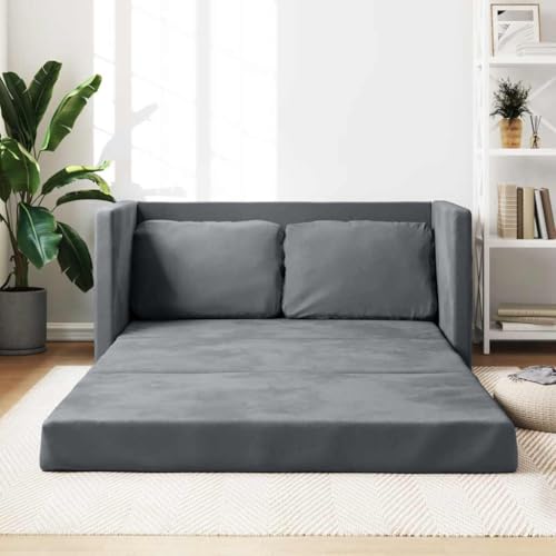 ZQQLVOO 2-in-1 Bodensofa mit Samtbezug – Klappbares Schlafsofa als Doppelbett und Sitzmöbel für Wohnzimmer, Schlafzimmer oder kleine Räume, Stabiles Metallgestell und Polsterkissen von ZQQLVOO