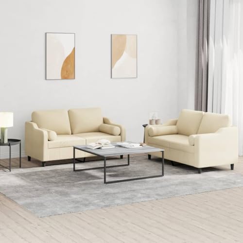 ZQQLVOO 3-Sitzer Sofa Garnitur mit Rollkissen, Strapazierfähiger Stoff und Robustes Metallgestell für Wohnzimmer, Bequemes Sitzmöbel mit Atmungsaktiver Polsterung, Grau von ZQQLVOO