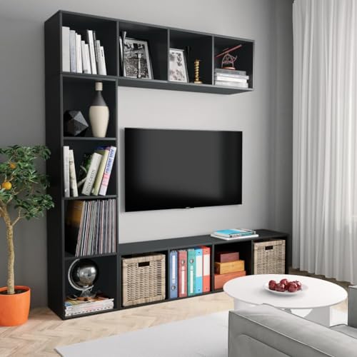 ZQQLVOO 3-TLG. Bücher-/TV-Schrank Set Schwarz Multifunktionales Bücherregal für Wohnzimmer 180x30x180 cm ZQQLVOO 3-TLG. Bücher-/TV-Schrank Set Schwarz Multifunktionales Bücherregal für Wohnzimmer 180x30x180 cm von ZQQLVOO