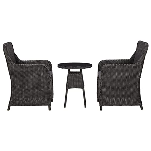 ZQQLVOO 3-TLG. Garten-Bistro-Set mit Auflagen Poly Rattan Schwarz Gartenbestuhlung Sitzgelegenheiten für den Garten for Outdoor Patio von ZQQLVOO