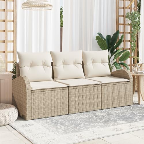 ZQQLVOO 3-TLG. Garten-Sofagarnitur mit Kissen Beige Poly Rattan “区分 for 室外 ZQQLVOO 3-TLG. Garten-Sofagarnitur mit Kissen Beige Poly Rattan “区分 for 室外 von ZQQLVOO