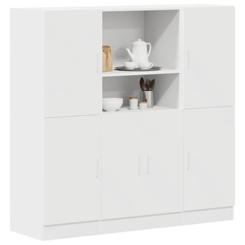 ZQQLVOO 3-TLG. Küchenschrank-Set Weiß Holzwerkstoff Bücherregal Regal für Deko für Büro Bad ZQQLVOO 3-TLG. Küchenschrank-Set Weiß Holzwerkstoff Bücherregal Regal für Deko für Büro Bad von ZQQLVOO