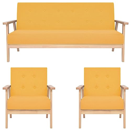 ZQQLVOO 3-TLG. Sofagarnitur Stoff Gelb Skandinavisches 2-Sitzer-Sofa mit Massivholzrahmen und Polyesterbezug für gemütliches Entspannen. ZQQLVOO 3-TLG. Sofagarnitur Stoff Gelb Skandinavisches 2-Sitzer-Sofa mit Massivholzrahmen und Polyesterbezug für gemütliches Entspannen. von ZQQLVOO