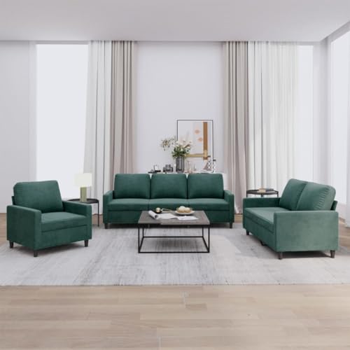 ZQQLVOO 3-TLG. Sofagarnitur mit Kissen Dunkelgrün Samt Gemütliches Samtsofa mit Stabiler Konstruktion für Wohnzimmer und Entspannung ZQQLVOO 3-TLG. Sofagarnitur mit Kissen Dunkelgrün Samt Gemütliches Samtsofa mit Stabiler Konstruktion für Wohnzimmer und Entspannung von ZQQLVOO