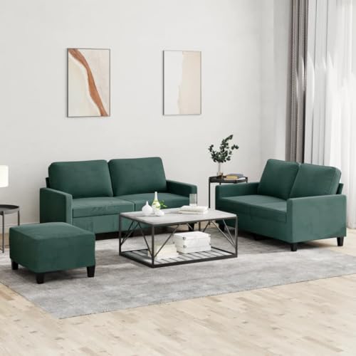 ZQQLVOO 3-TLG. Sofagarnitur mit Kissen Dunkelgrün Samt Samt Sofagarnitur mit Polsterung und Metallgestell für Wohnzimmer ZQQLVOO 3-TLG. Sofagarnitur mit Kissen Dunkelgrün Samt Samt Sofagarnitur mit Polsterung und Metallgestell für Wohnzimmer von ZQQLVOO