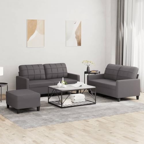ZQQLVOO 3-TLG. Sofagarnitur mit Kissen Grau Kunstleder Langlebiges Kunstleder Sofa Set mit Polsterung und Luxus Look für Wohnzimmer ZQQLVOO 3-TLG. Sofagarnitur mit Kissen Grau Kunstleder Langlebiges Kunstleder Sofa Set mit Polsterung und Luxus Look für Wohnzimmer von ZQQLVOO