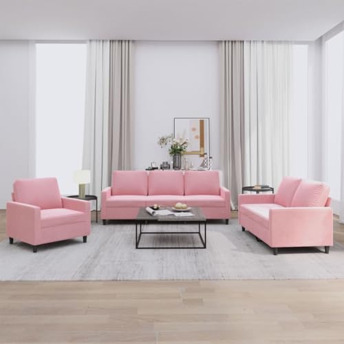 ZQQLVOO 3-TLG. Sofagarnitur mit Kissen Rosa Samt Gemütliches Samtsofa mit Stabiler Konstruktion für Wohnzimmer und Entspannung ZQQLVOO 3-TLG. Sofagarnitur mit Kissen Rosa Samt Gemütliches Samtsofa mit Stabiler Konstruktion für Wohnzimmer und Entspannung von ZQQLVOO
