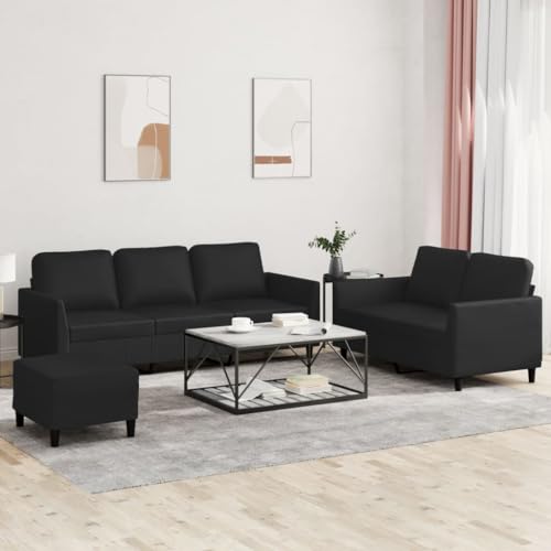 ZQQLVOO 3-TLG. Sofagarnitur mit Kissen Schwarz Kunstleder Langlebiges Kunstleder Sofa Set mit Hocker, Bequemes Wohnzimmer Möbel ZQQLVOO 3-TLG. Sofagarnitur mit Kissen Schwarz Kunstleder Langlebiges Kunstleder Sofa Set mit Hocker, Bequemes Wohnzimmer Möbel von ZQQLVOO