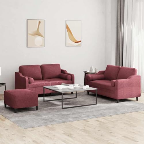 ZQQLVOO 3-TLG. Sofagarnitur mit Kissen Weinrot Stoff Gemütliches Sofa Set mit strapazierfähigem Stoff und robustem Gestell für Wohnzimmer ZQQLVOO 3-TLG. Sofagarnitur mit Kissen Weinrot Stoff Gemütliches Sofa Set mit strapazierfähigem Stoff und robustem Gestell für Wohnzimmer von ZQQLVOO