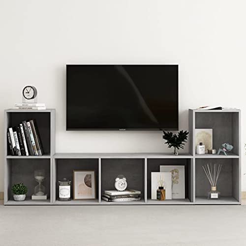 ZQQLVOO 3-TLG. TV-Schrank-Set Betongrau Holzwerkstoff Klassischer TV-Schrank mit Stauraum für Multimedia-Geräte und Bücher ZQQLVOO 3-TLG. TV-Schrank-Set Betongrau Holzwerkstoff Klassischer TV-Schrank mit Stauraum für Multimedia-Geräte und Bücher von ZQQLVOO