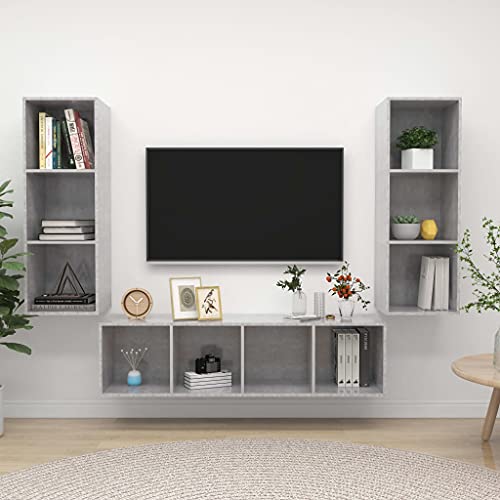 ZQQLVOO 3-TLG. TV-Schrank-Set Betongrau Holzwerkstoff wohnzimmerschrank Fernseher kommode lowboard Sideboard Wohnzimmer ZQQLVOO 3-TLG. TV-Schrank-Set Betongrau Holzwerkstoff wohnzimmerschrank Fernseher kommode lowboard Sideboard Wohnzimmer von ZQQLVOO