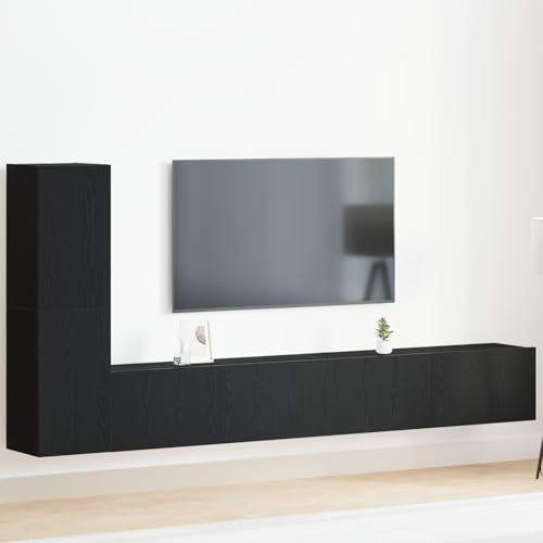 ZQQLVOO 3-TLG. TV-Schrank-Set Wandmontage Schwarz Eiche Holzwerkstoff Fernseher Schrank Sideboard Wohnzimmer kommode hängeschrank von ZQQLVOO