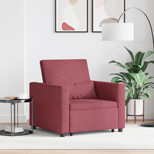 ZQQLVOO 3-in-1 Einzelsofa Bett umwandelbar Weinrotes Gewebe ohrensessel mit hocker Stuhl schminktisch for Innenraum Schlafzimmer von ZQQLVOO
