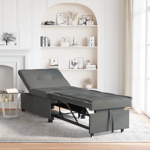 ZQQLVOO 3-in-1 Schlafsofa - Ausziehbares Design, Dunkelgrauer Stoff Multifunktionales 3-in-1 Sofa Bett mit Verstellbarer Rückenlehne und platzsparendem Design für Moder ZQQLVOO 3-in-1 Schlafsofa - Ausziehbares Design, Dunkelgrauer Stoff Multifunktionales 3-in-1 Sofa Bett mit Verstellbarer Rückenlehne und platzsparendem Design für Moder von ZQQLVOO
