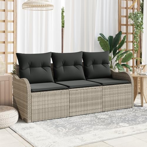 ZQQLVOO 3-teiliges Garten-Sofa-Set mit Kissen Hellgrau Poly-Rattan 使用逗号” for 室外 ZQQLVOO 3-teiliges Garten-Sofa-Set mit Kissen Hellgrau Poly-Rattan 使用逗号” for 室外 von ZQQLVOO