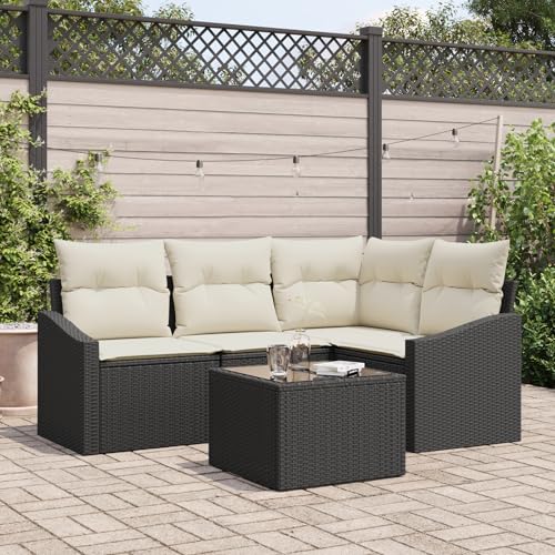 ZQQLVOO 4-TLG. Garten-Essgruppe mit Kissen Braun Poly Rattan “区分 for 室内 von ZQQLVOO