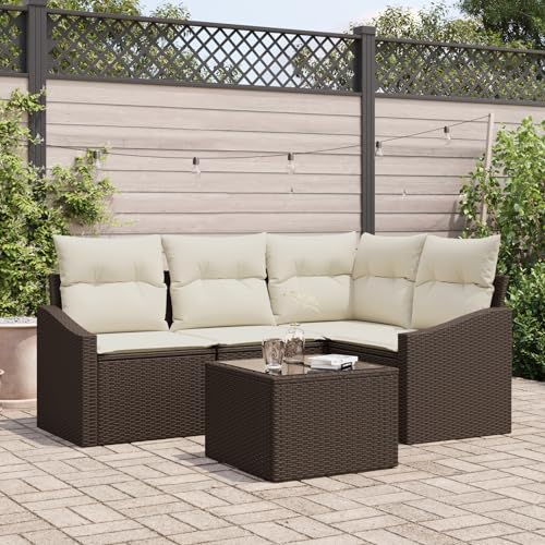 ZQQLVOO 4-TLG. Garten-Essgruppe mit Kissen Grau Poly Rattan 使用逗号” for 室内 von ZQQLVOO
