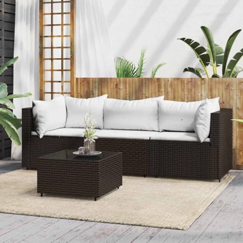 ZQQLVOO 4-TLG. Garten-Lounge-Set mit Kissen Braun Poly Rattan 使用逗号” for 室内 von ZQQLVOO