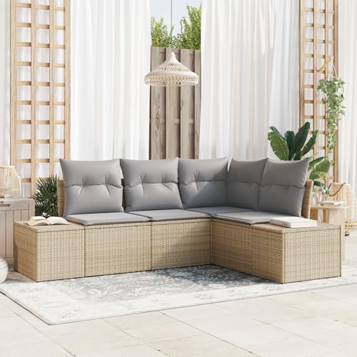 ZQQLVOO 4-TLG. Garten-Sofagarnitur mit Kissen Beige Poly Rattan 使用逗号” for 卧室 ZQQLVOO 4-TLG. Garten-Sofagarnitur mit Kissen Beige Poly Rattan 使用逗号” for 卧室 von ZQQLVOO