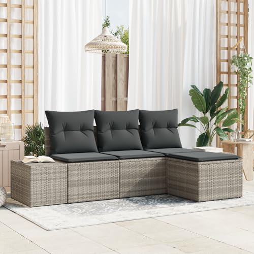 ZQQLVOO 4-TLG. Garten-Sofagarnitur mit Kissen Hellgrau Poly Rattan 使用逗号” for 卧室 ZQQLVOO 4-TLG. Garten-Sofagarnitur mit Kissen Hellgrau Poly Rattan 使用逗号” for 卧室 von ZQQLVOO