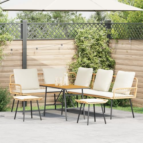 ZQQLVOO 4-TLG. Garten-Sofagarnitur mit Kissen Natur Poly Rattan “区分 for 卧室 von ZQQLVOO