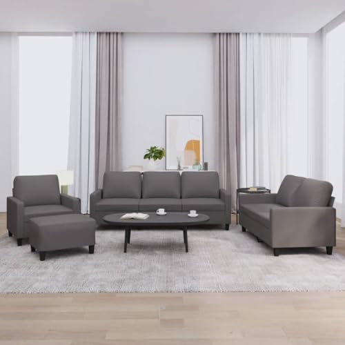 ZQQLVOO 4-TLG. Sofagarnitur mit Kissen Grau Kunstleder Langlebiges Kunstleder Sofa Set, Modernes Wohnzimmergarnitur mit Robustem Gestell ZQQLVOO 4-TLG. Sofagarnitur mit Kissen Grau Kunstleder Langlebiges Kunstleder Sofa Set, Modernes Wohnzimmergarnitur mit Robustem Gestell von ZQQLVOO