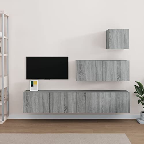 ZQQLVOO 4-TLG. TV-Schrank-Set Grau Sonoma Holzwerkstoff tv ständer Sideboard hängend Fernseher Schrank wohnzimmerschrank ZQQLVOO 4-TLG. TV-Schrank-Set Grau Sonoma Holzwerkstoff tv ständer Sideboard hängend Fernseher Schrank wohnzimmerschrank von ZQQLVOO