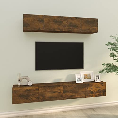 ZQQLVOO 4-TLG. TV-Schrank-Set Räuchereiche Holzwerkstoff Sideboard hängend lowboard tv Bank hängeschrank ZQQLVOO 4-TLG. TV-Schrank-Set Räuchereiche Holzwerkstoff Sideboard hängend lowboard tv Bank hängeschrank von ZQQLVOO