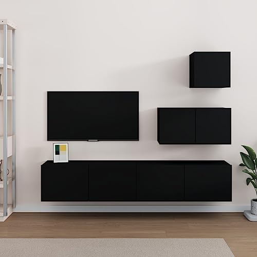 ZQQLVOO 4-TLG. TV-Schrank-Set Schwarz Holzwerkstoff tv möbel wohnzimmerschrank Konsolentisch mit Schubladen tv Board ZQQLVOO 4-TLG. TV-Schrank-Set Schwarz Holzwerkstoff tv möbel wohnzimmerschrank Konsolentisch mit Schubladen tv Board von ZQQLVOO